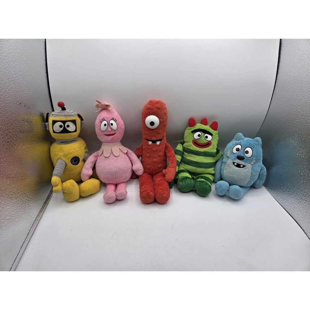 TY Beanie Babies Yo Gabba Gabba Plush Set Lot Plex Foofa Brobee Muno Toodee READ
